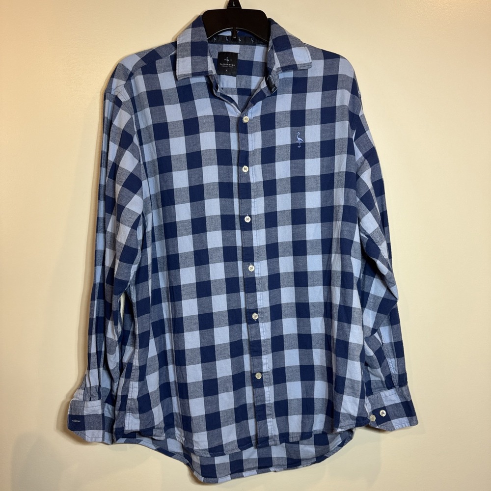 Tailorbyrd Collection Blue Plaid Shirt‎ Size L